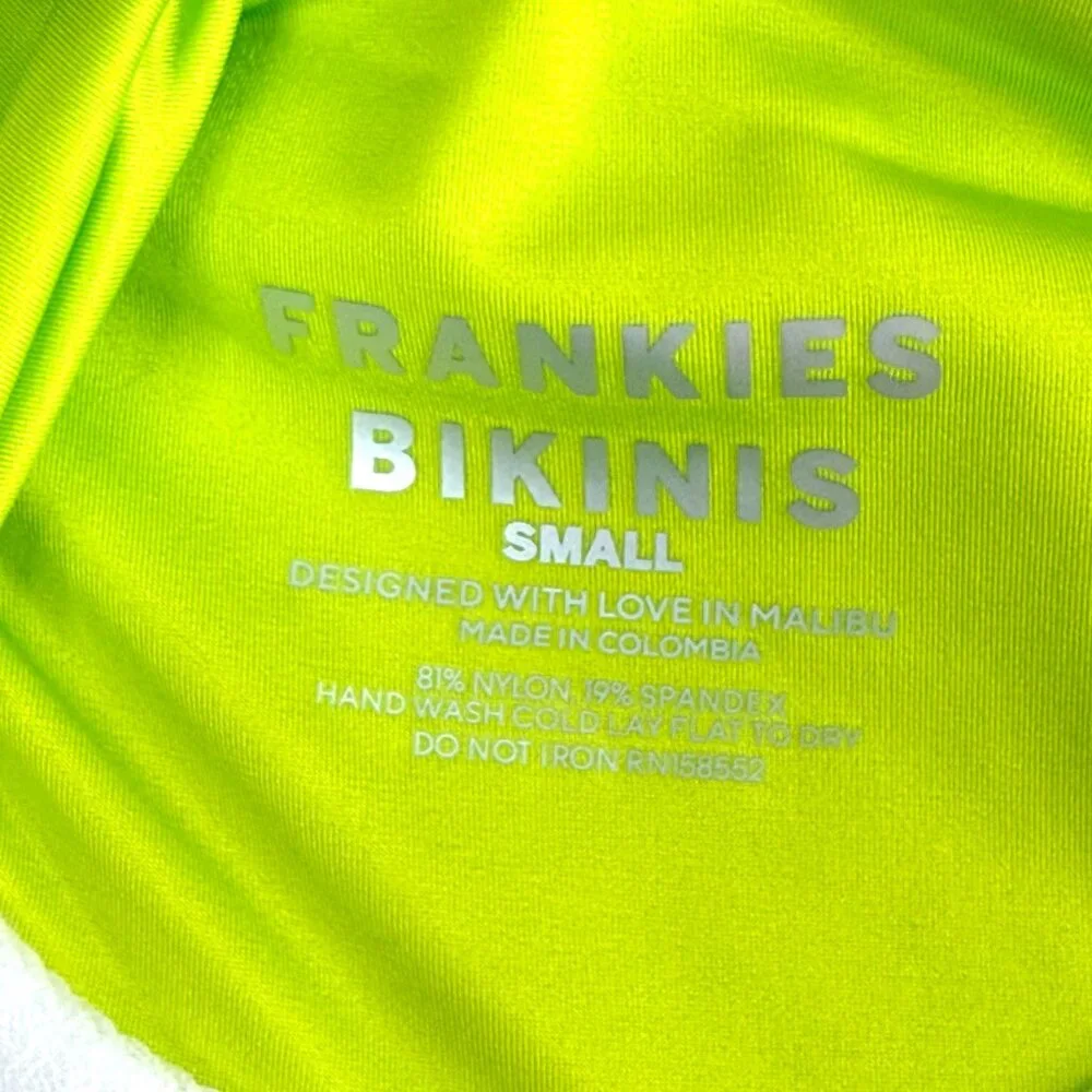 FRANKIES BIKINIS Hazel Satin Underwire Bikini Top Swimsuit S Green Slime NEW